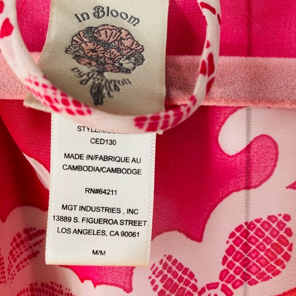 Boho Anthropologie “In Bloom” Silk Sheer Red & Pink🌺Floral & Lace Robe w/Belt - Picture 8 of 16